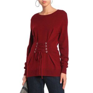 Sandro Robine Lace-Up Sweater in burgundy